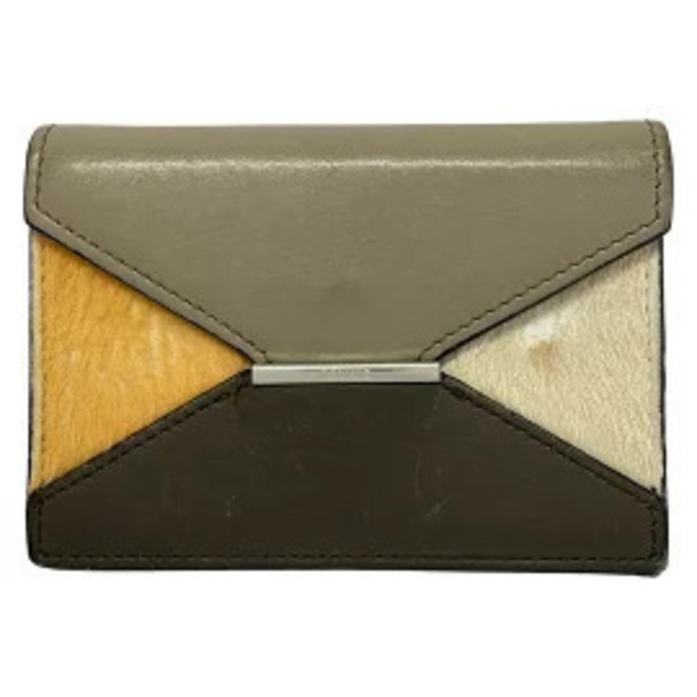 Celine Business Card Beige Cream x Dark Brown Multi Leather